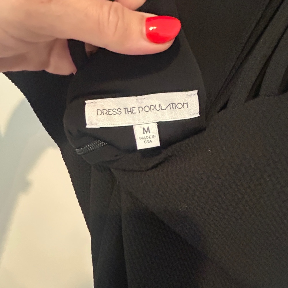 Dress The Population black strappy gwen midi dress sz med stretch - Picture 5 of 8